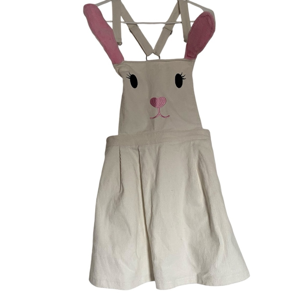 BUNNY CORDUROY OVERALLS WHITE PINK DOÑLS KILL SZ XS